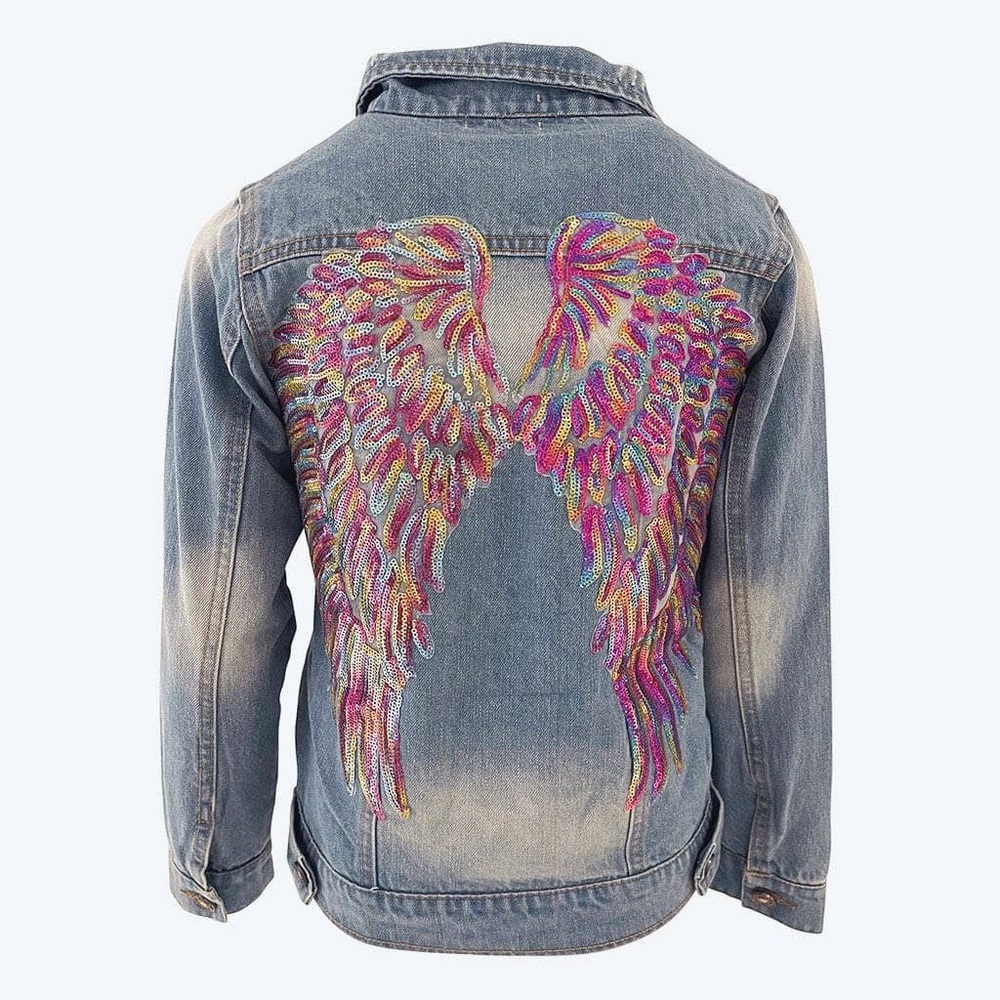 Lola and the Boys Denim Angel Wings Jacket Size 10